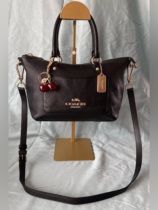 Coach Handbags - COACH Mini Emma Satchel (F31466) Pebbled Leather with Cherry Charm